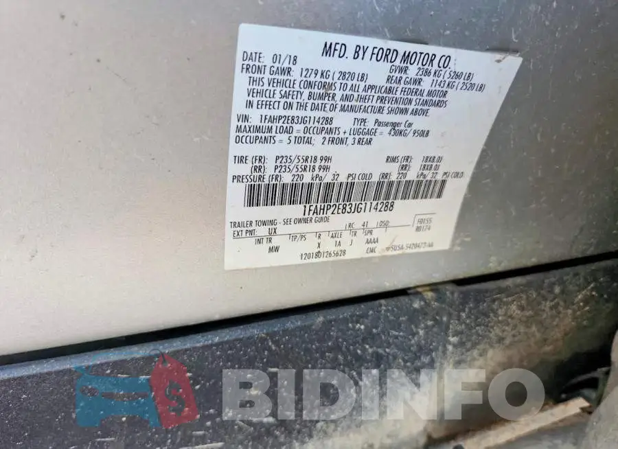 1FAHP2E83JG114288 Photo# 12