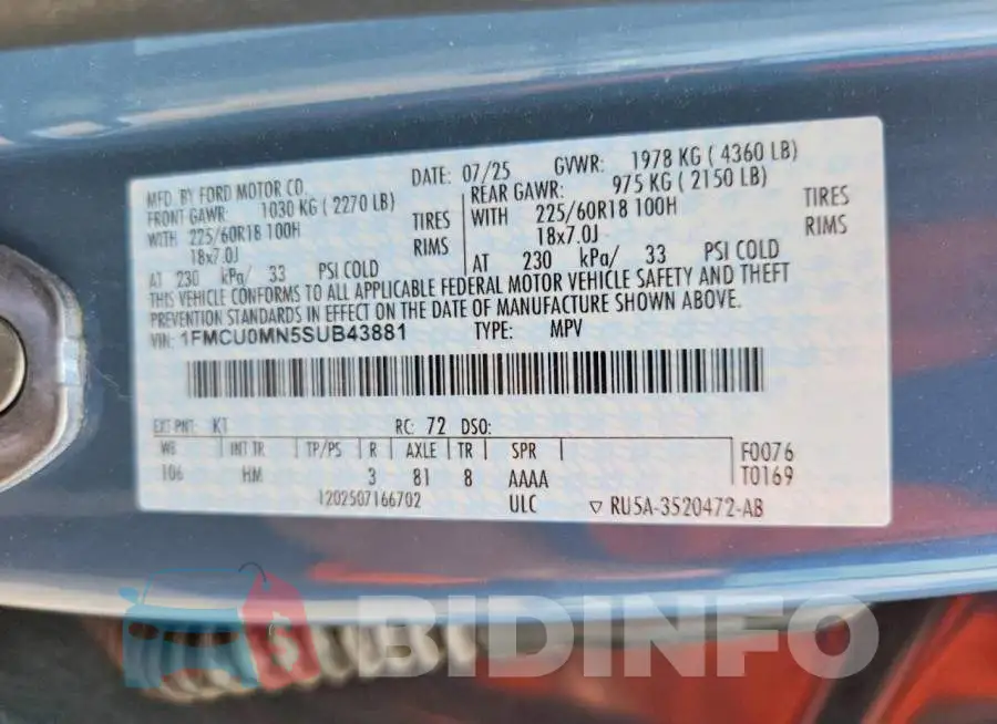 1FMCU0MN5SUB43881 Photo# 13