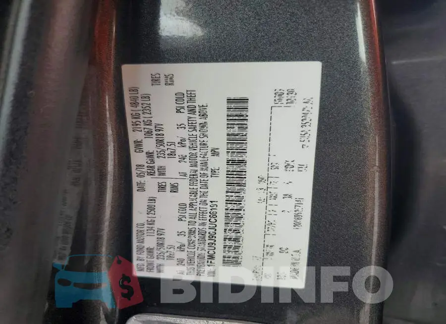 1FMCU9J90JUC66191 Photo# 13