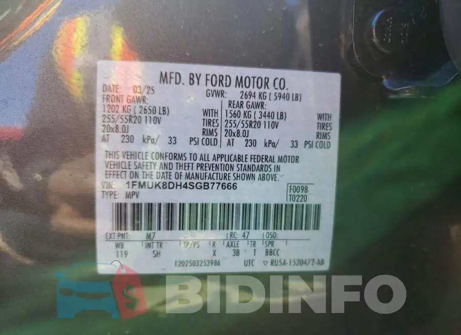 1FMUK8DH4SGB77666 Photo# 14