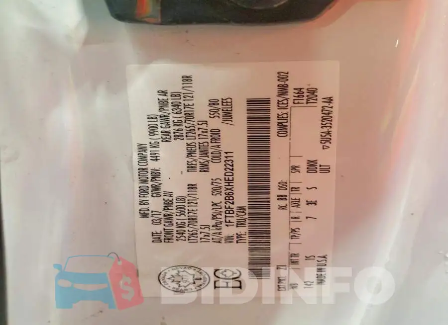 1FTBF2B6XHED22311 Photo# 12
