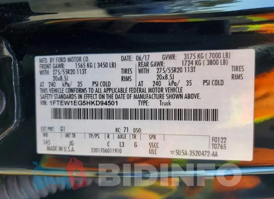 1FTEW1EG5HKD94501 Photo# 13