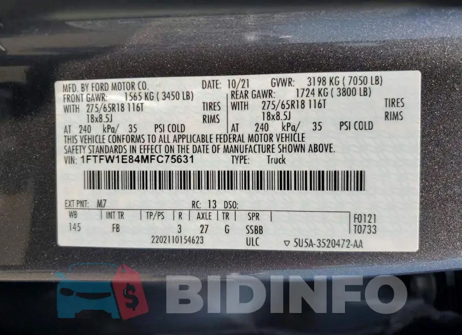 1FTFW1E84MFC75631 Photo# 12