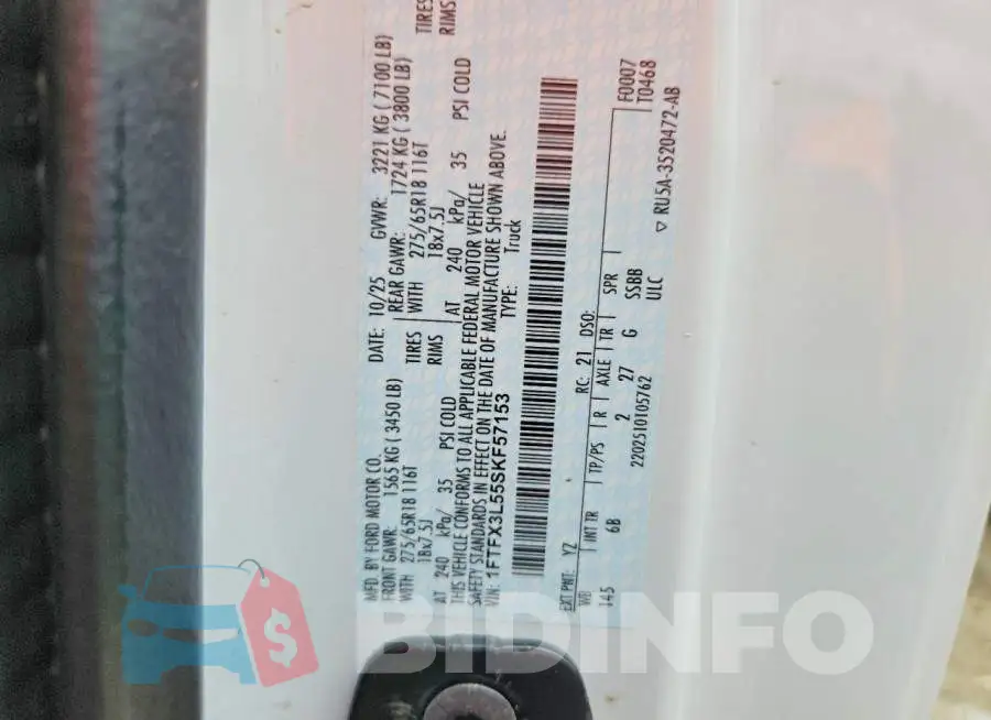 1FTFX3L55SKF57153 Photo# 12