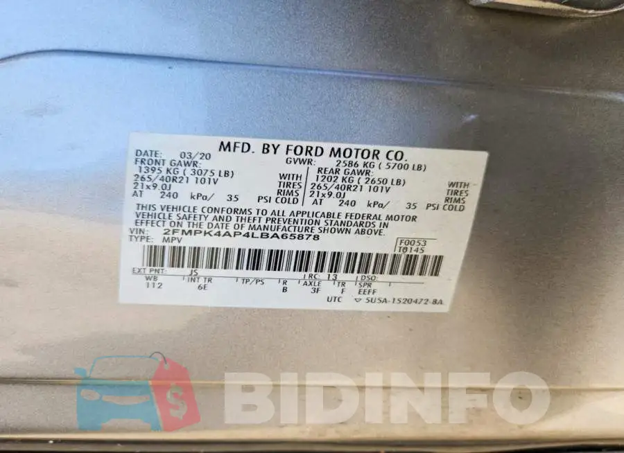 2FMPK4AP4LBA65878 Photo# 14