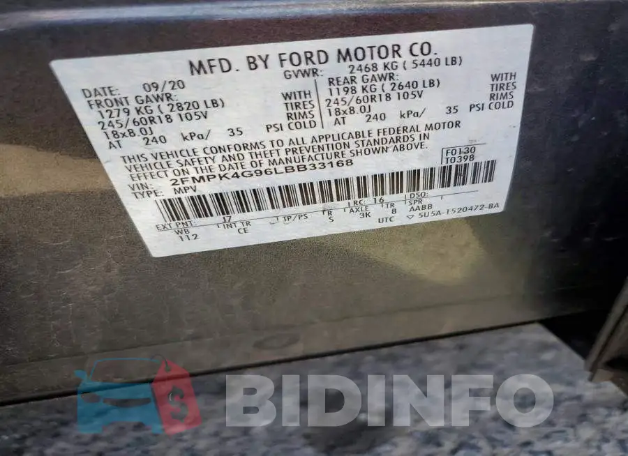 2FMPK4G96LBB33168 Photo# 13