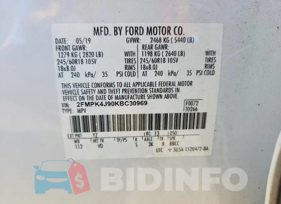 2FMPK4J90KBC30969 Photo# 14