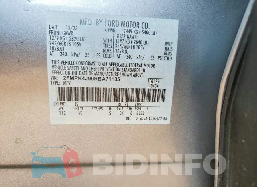 2FMPK4J90RBA71185 Photo# 12