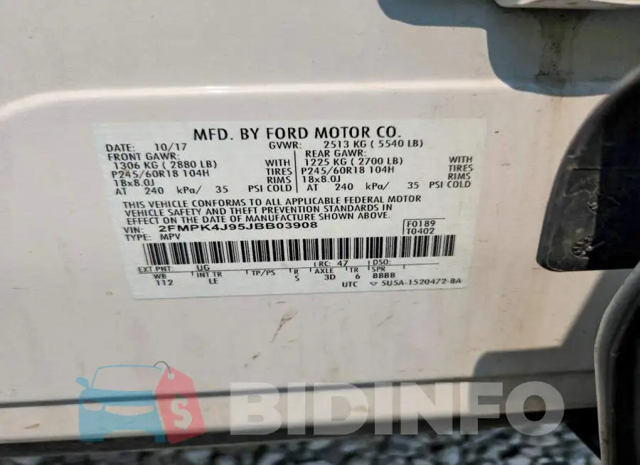 2FMPK4J95JBB03908 Photo# 13