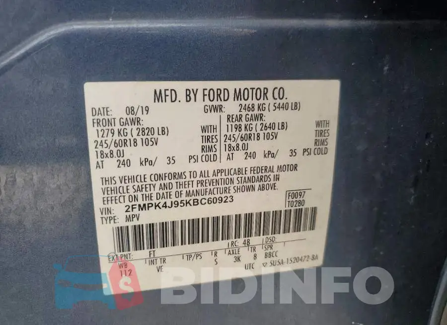 2FMPK4J95KBC60923 Photo# 13