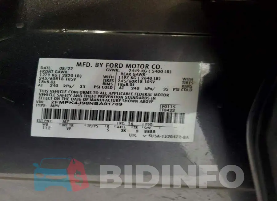 2FMPK4J98NBA91789 Photo# 13