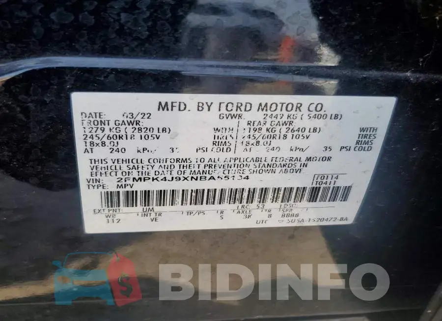 2FMPK4J9XNBA55134 Photo# 12