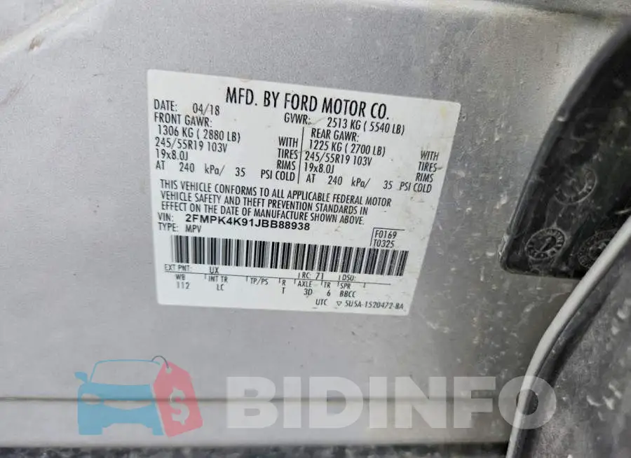 2FMPK4K91JBB88938 Photo# 13