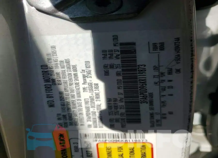 3FA6P0D96KR119873 Photo# 13