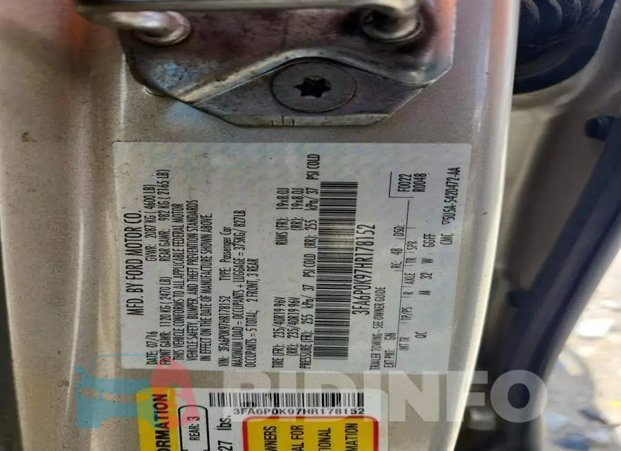 3FA6P0K97HR178152 Photo# 12