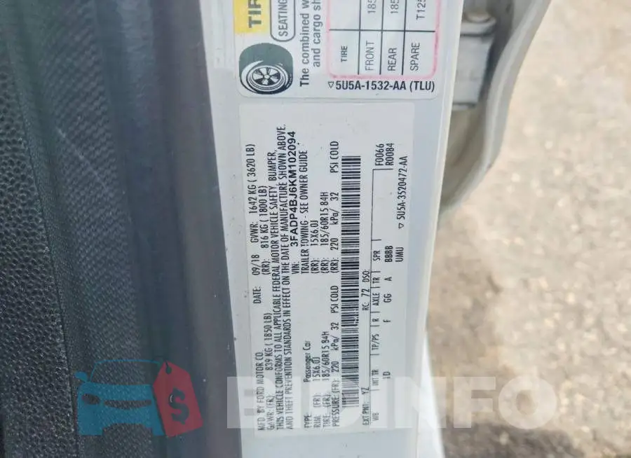 3FADP4BJ6KM102094 Photo# 12