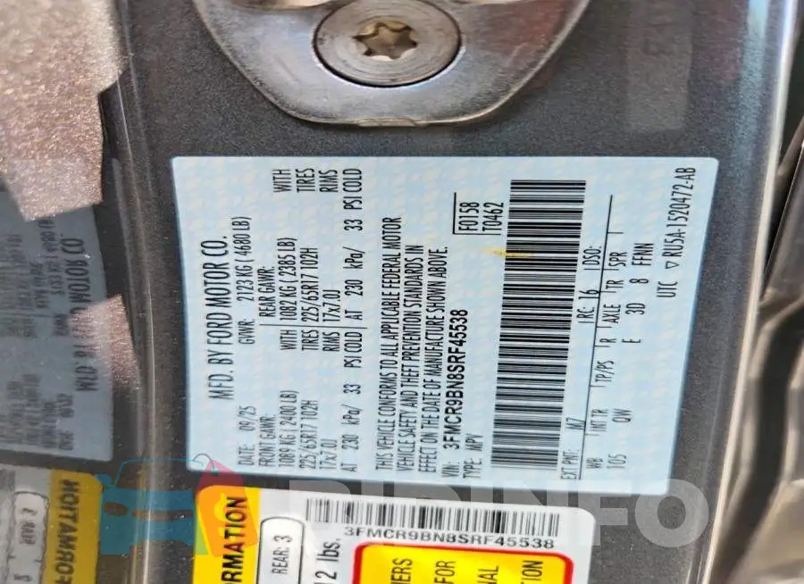 3FMCR9BN8SRF45538 Photo# 12