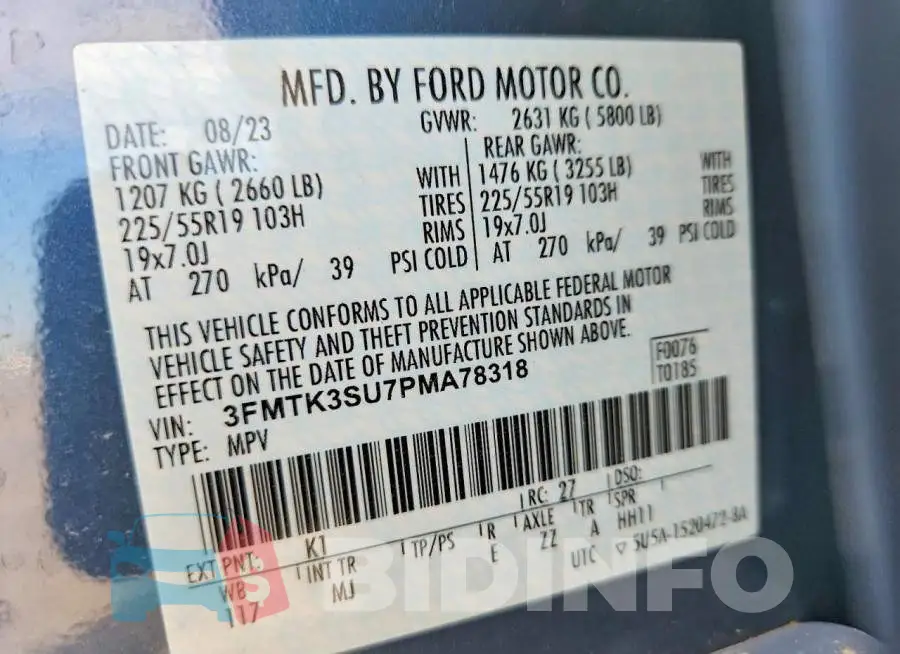 3FMTK3SU7PMA78318 Photo# 13