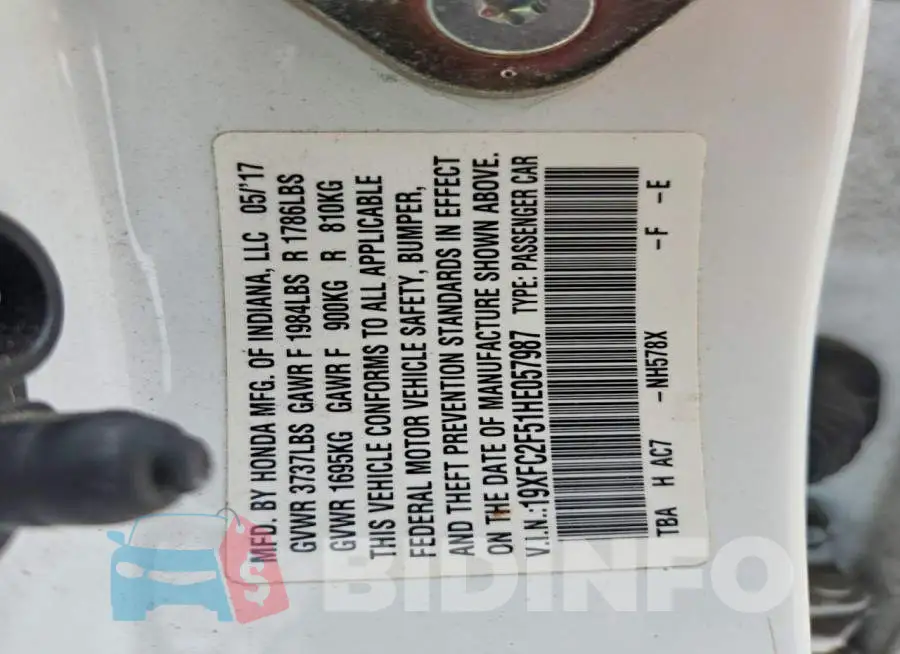 19XFC2F51HE057987 Photo# 12