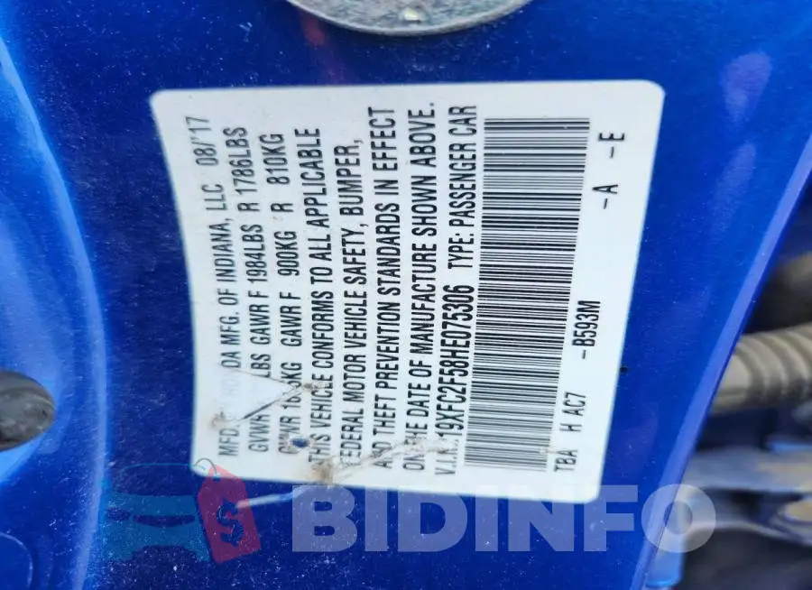 19XFC2F58HE075306 Photo# 12