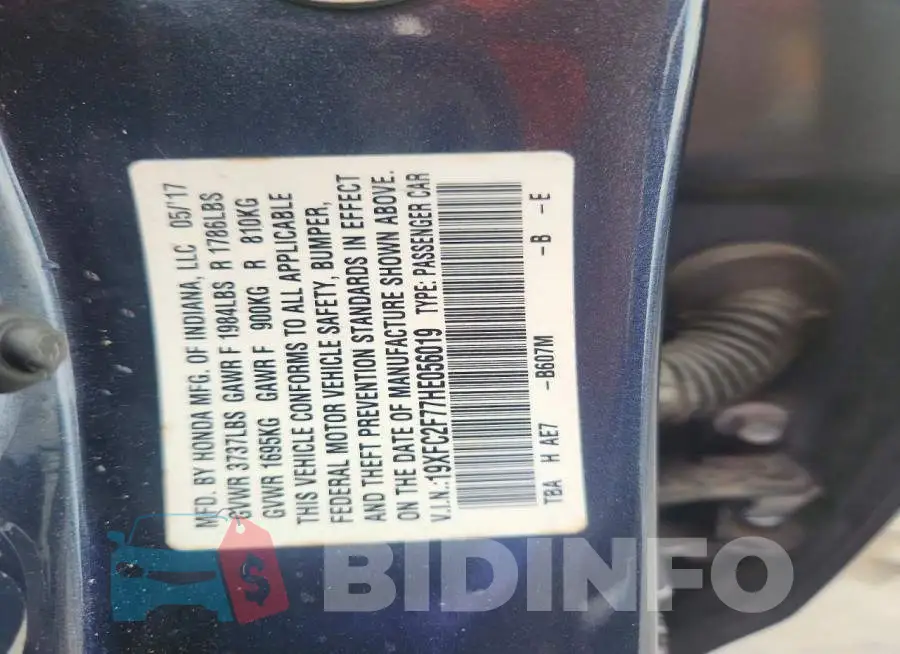 19XFC2F77HE056019 Photo# 13