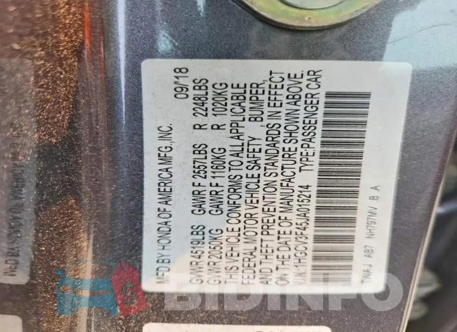 1HGCV3F45JA015214 Photo# 12