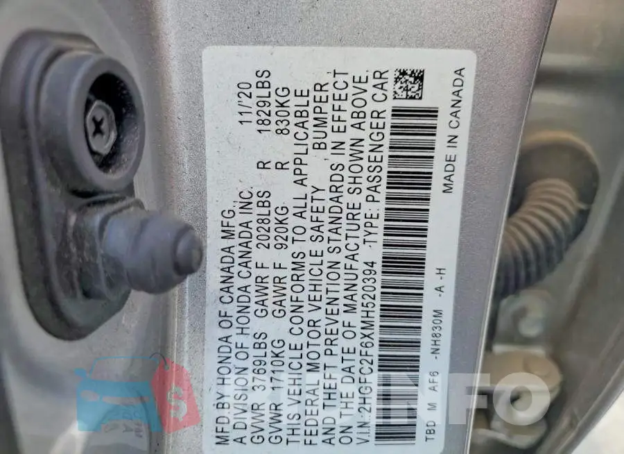 2HGFC2F6XMH520394 Photo# 13
