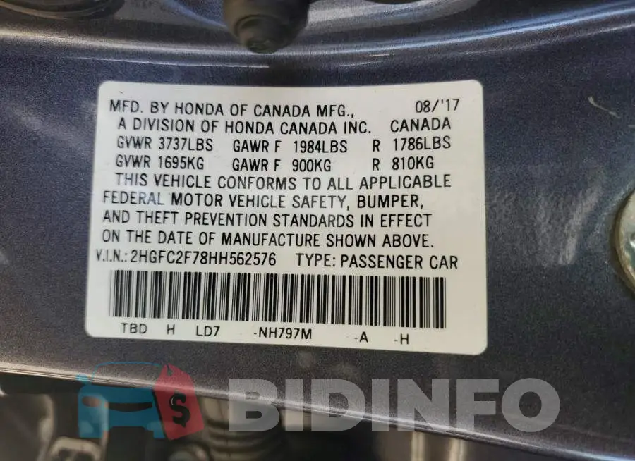 2HGFC2F78HH562576 Photo# 12