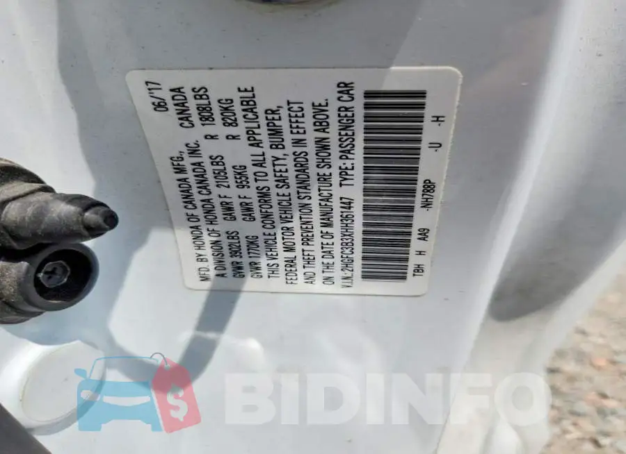 2HGFC3B3XHH361447 Photo# 12
