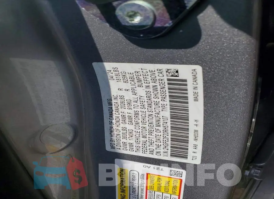 2HGFE2F20RH574107 Photo# 12