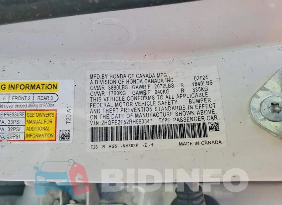 2HGFE2F52RH560347 Photo# 12