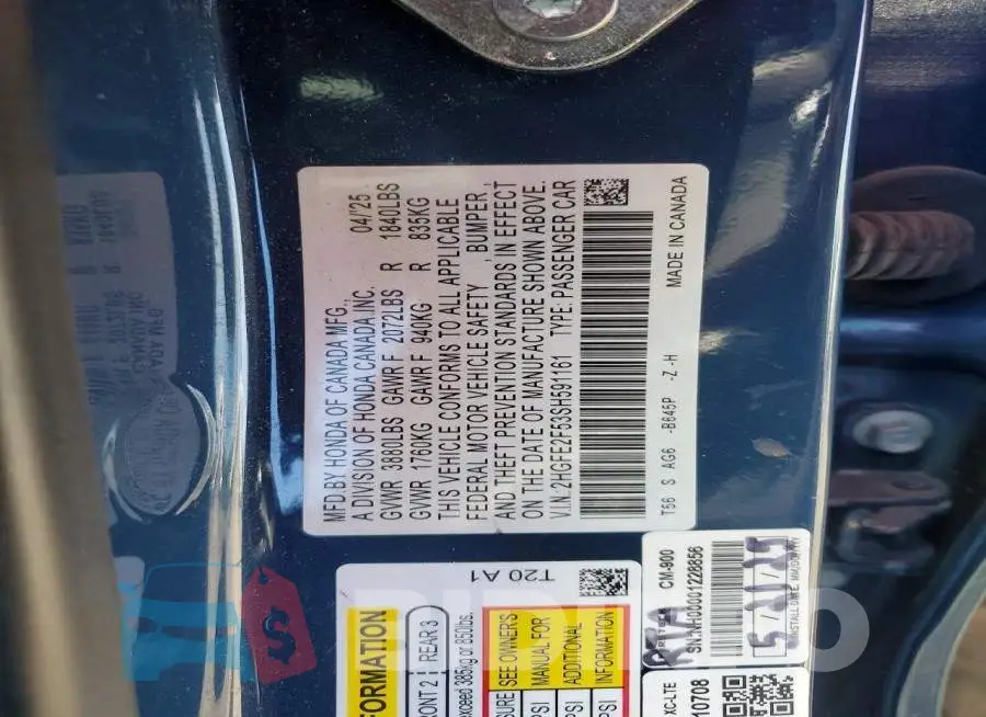 2HGFE2F53SH591161 Photo# 13