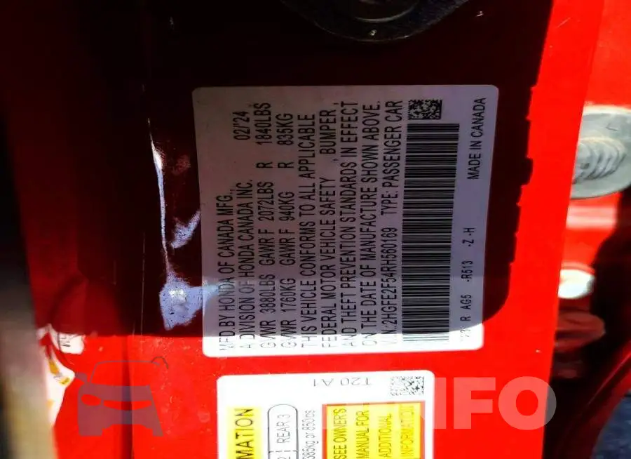 2HGFE2F54RH560169 Photo# 12