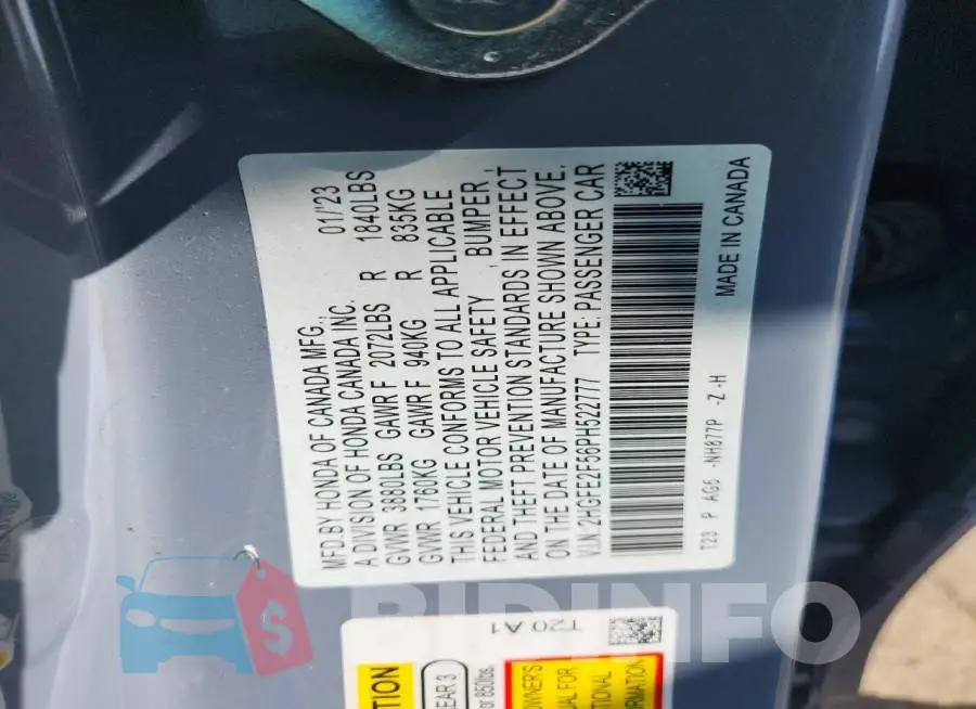 2HGFE2F56PH522777 Photo# 12