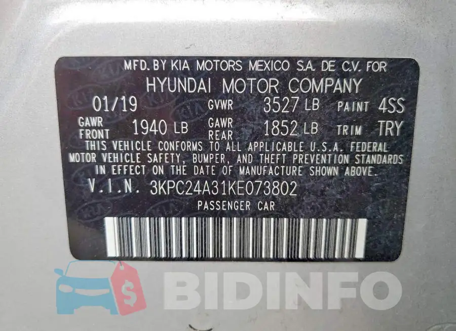 3KPC24A31KE073802 Photo# 13