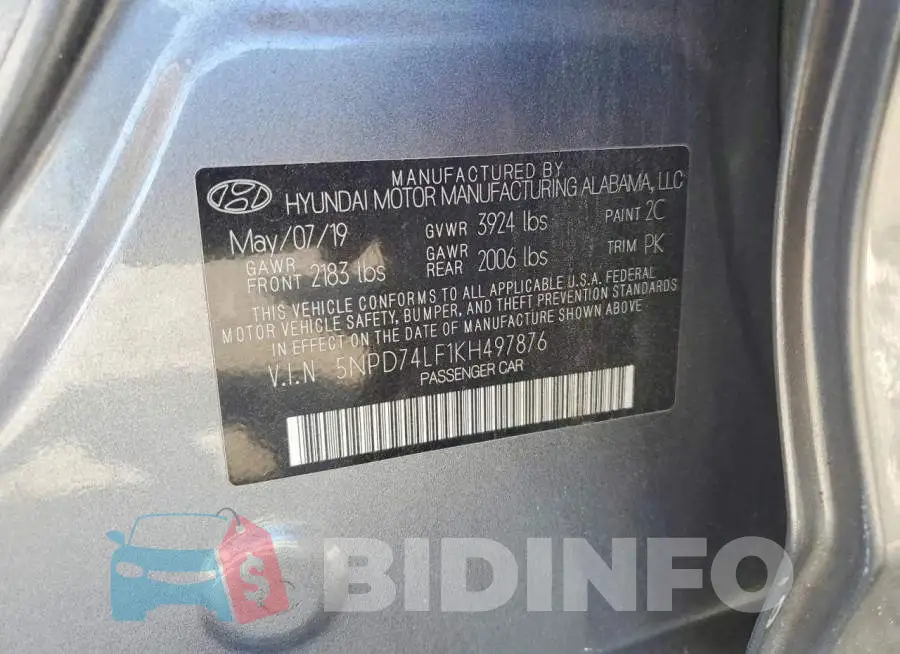 5NPD74LF1KH497876 Photo# 12