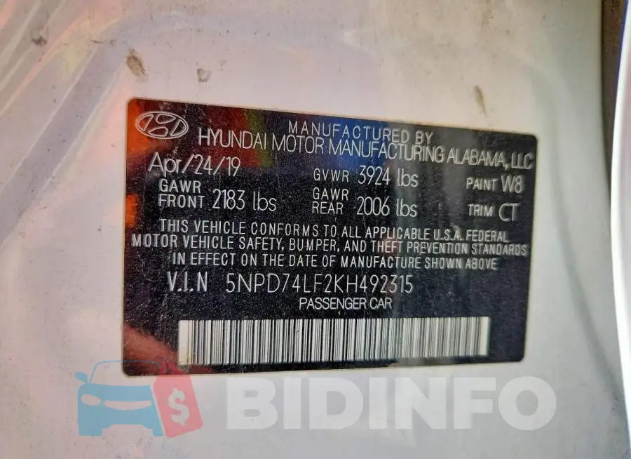 5NPD74LF2KH492315 Photo# 12