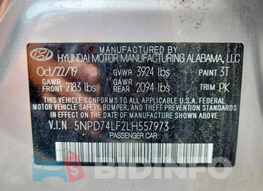 5NPD74LF2LH557973 Photo# 12