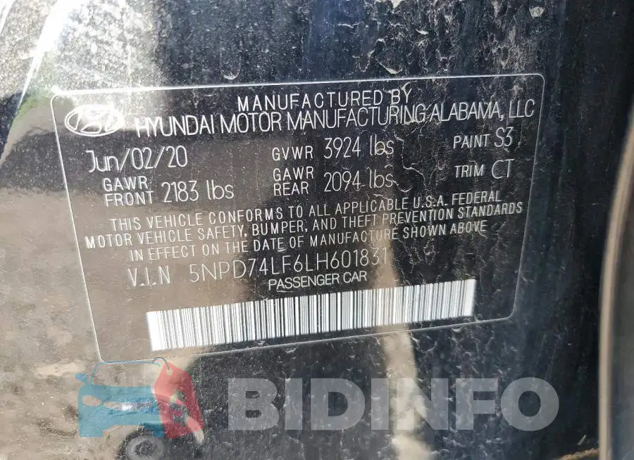 5NPD74LF6LH601831 Photo# 12