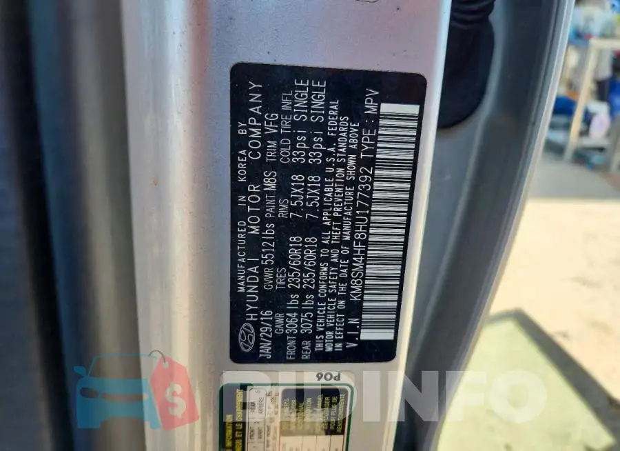 KM8SM4HF8HU177392 Photo# 14
