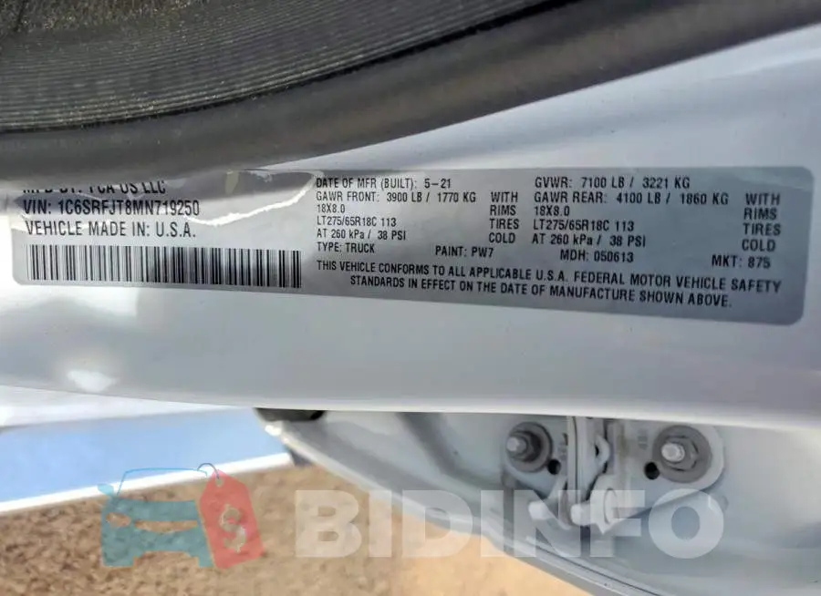 1C6SRFJT8MN719250 Photo# 12