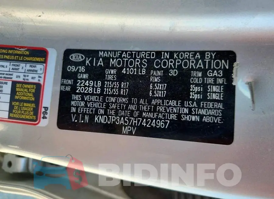 KNDJP3A57H7424967 Photo# 12