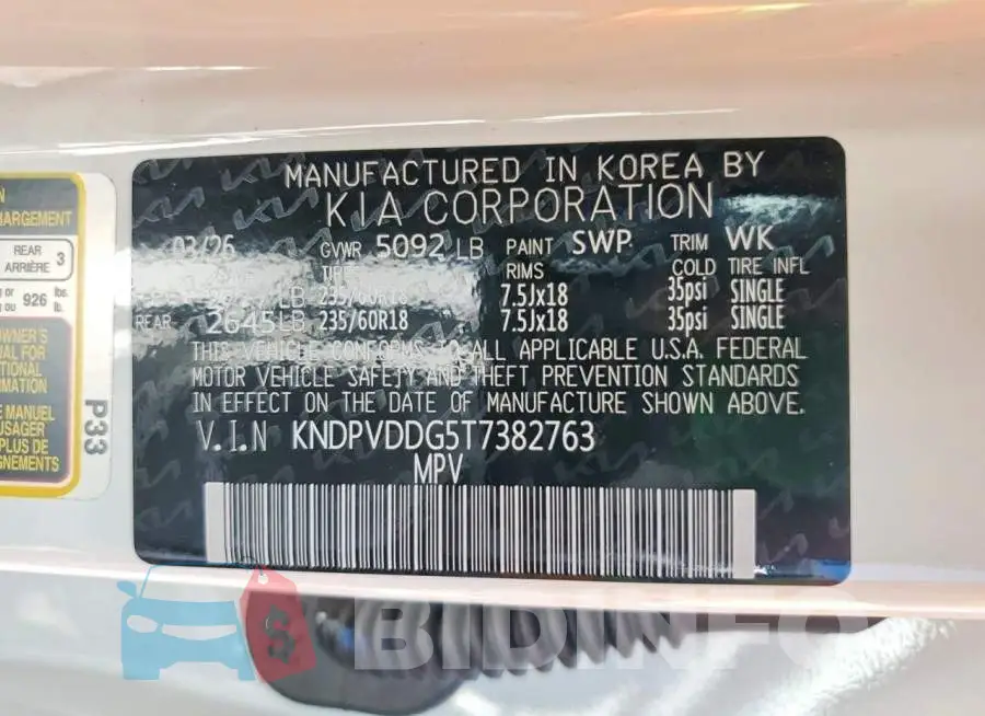 KNDPVDDG5T7382763 Photo# 13