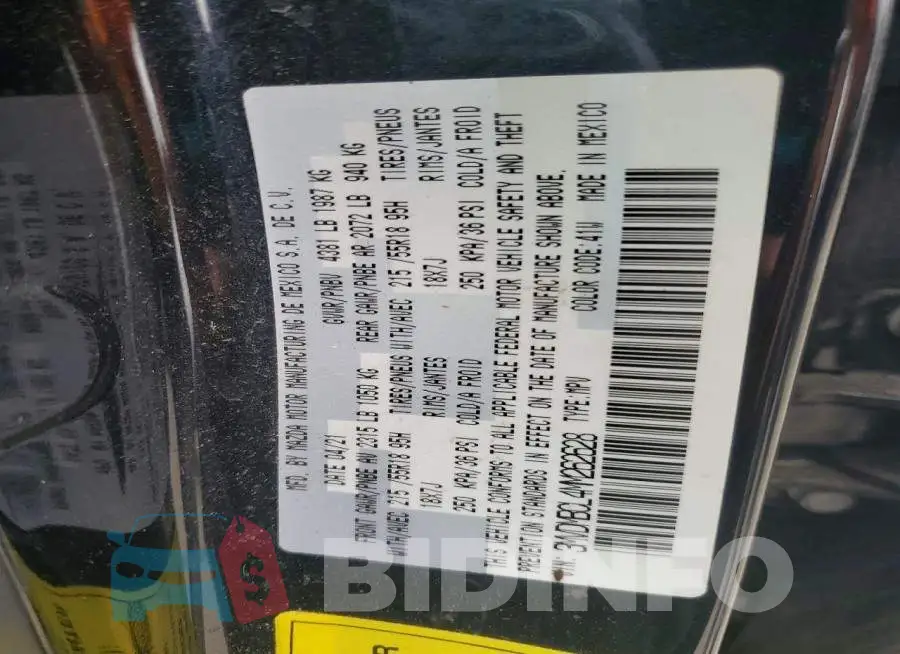 3MVDMBCL4MM262628 Photo# 13