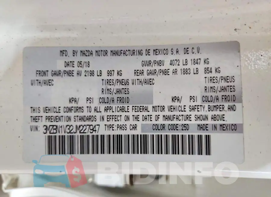 3MZBN1V32JM227947 Photo# 13