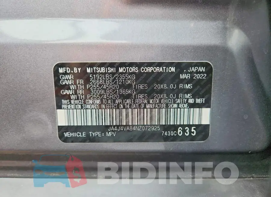 JA4J4VA84NZ072925 Photo# 13