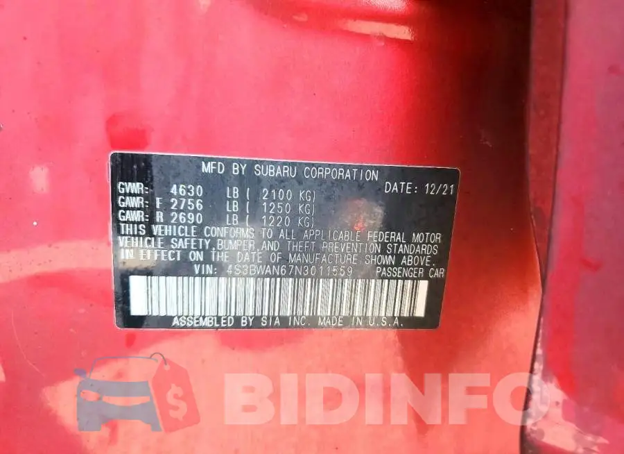 4S3BWAN67N3011559 Photo# 12