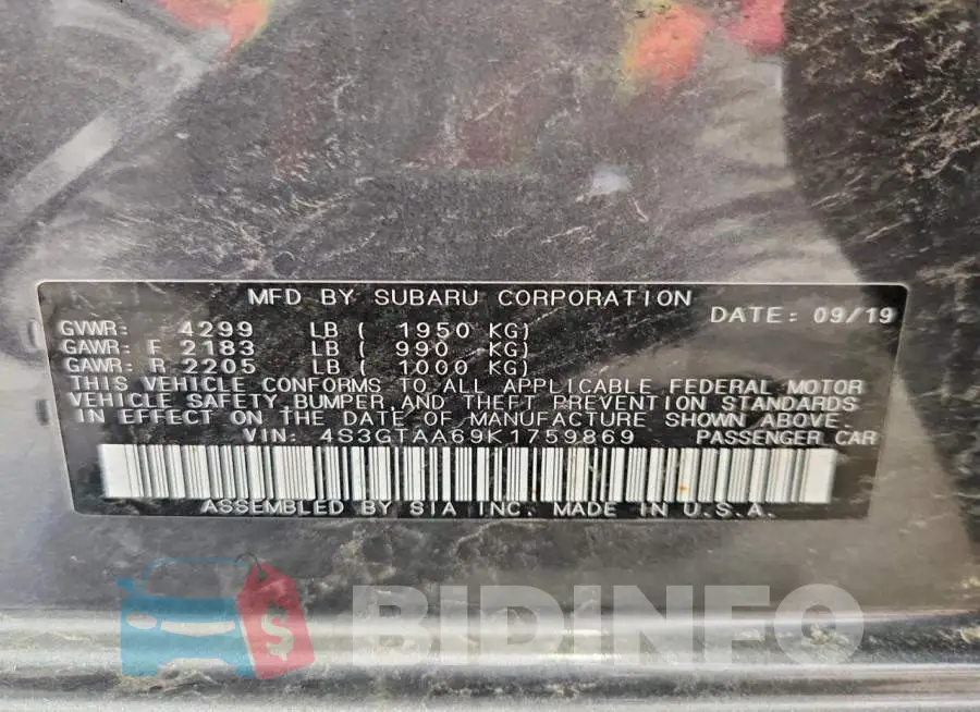 4S3GTAA69K1759869 Photo# 13