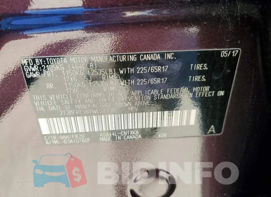 2T3BFREV6HW652130 Photo# 12