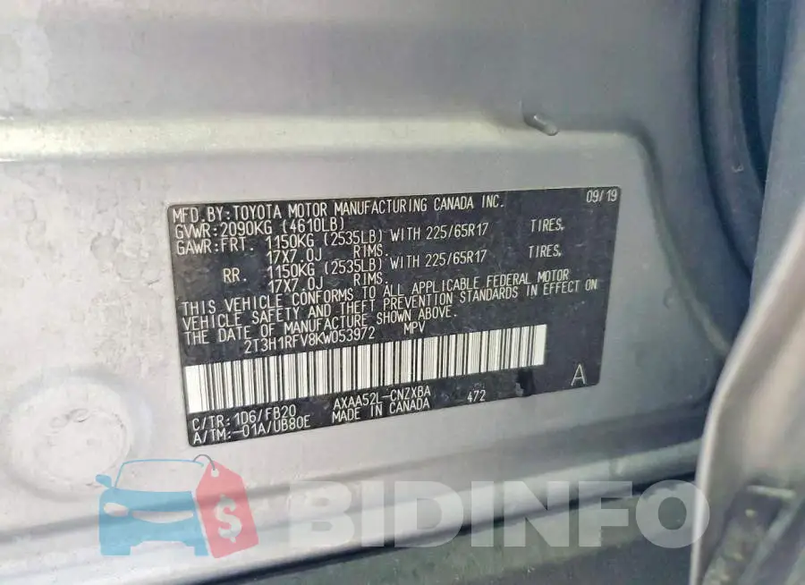 2T3H1RFV8KW053972 Photo# 12